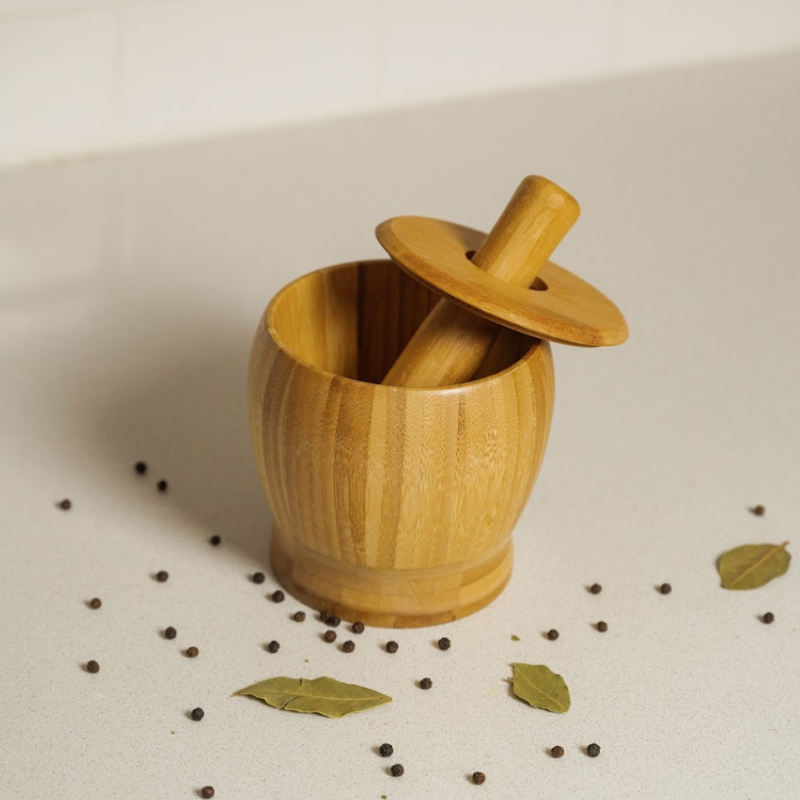 TB Essentials Bamboo Mortar and Pestle Set