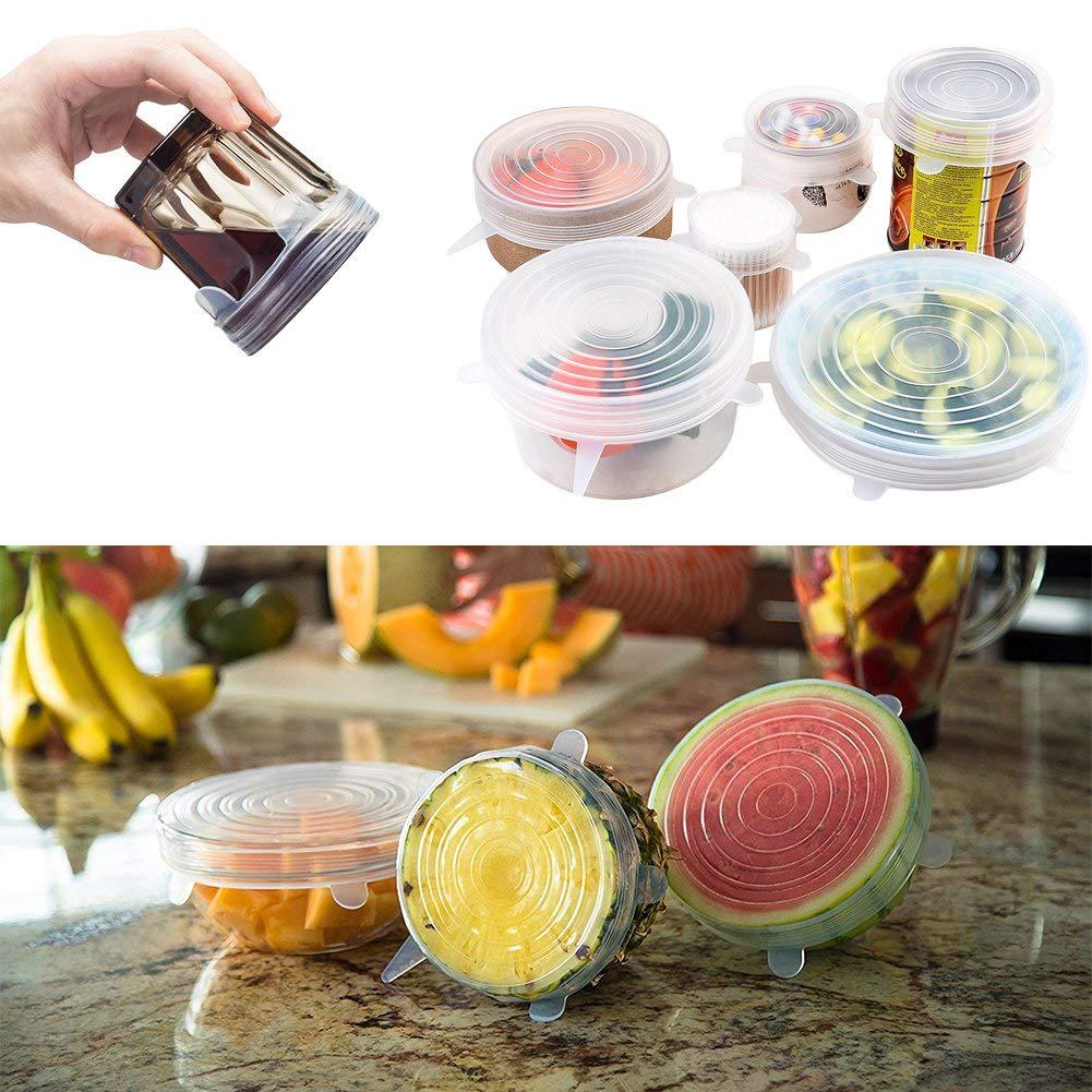 Firsting Silicone Stretch Lids, 18 Pack Reusable Silicone Lids, Silicone  Bowl Covers, 6 Sizes Apply to Food Container, for Freezer & Microwave