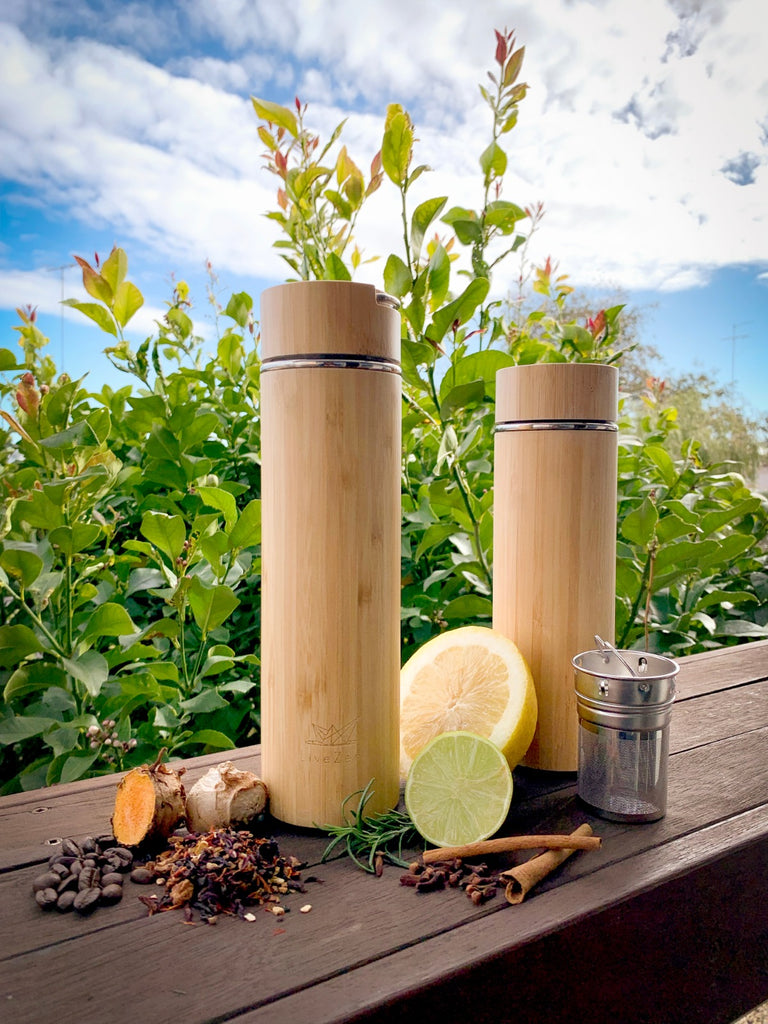 Bamboo Tea Tumbler Glass Travel Bottle With Infuser and Case 